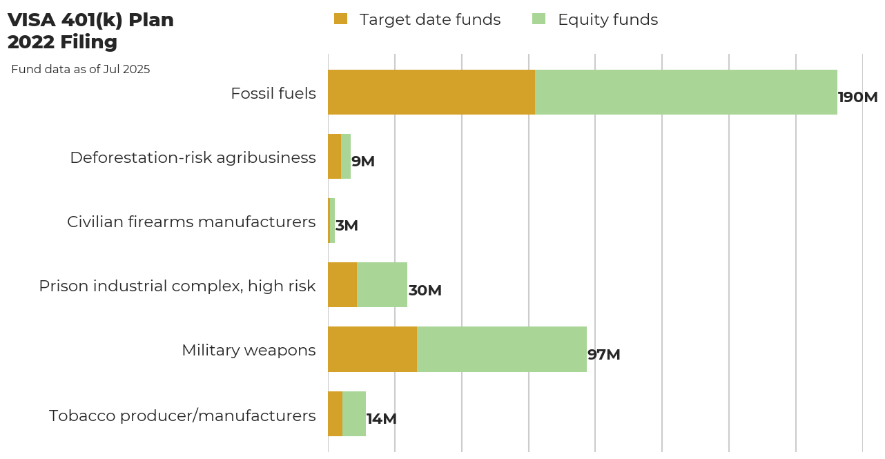 VISA 401(k) plan flagged investments